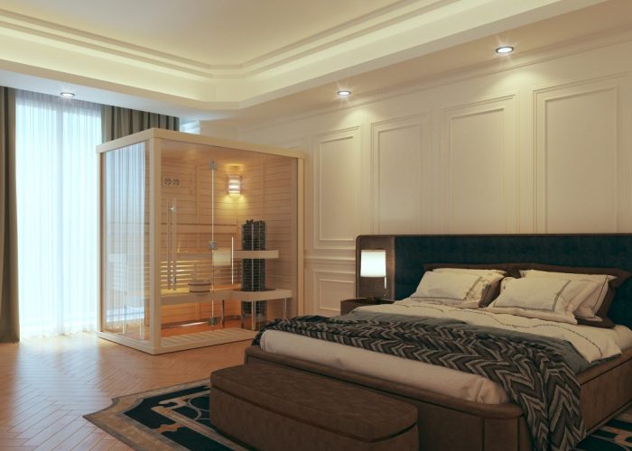 1420LL_Customized Straight Bench Aspen Sauna Room 1420LL_Customized Straight Bench Aspen Sauna Room