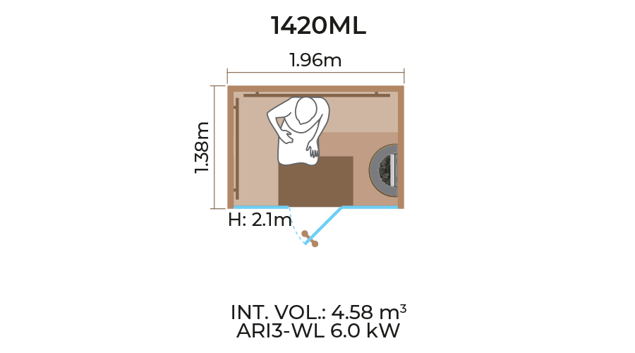 Glass-Front Sauna Room Horizontal Panel-1420ML