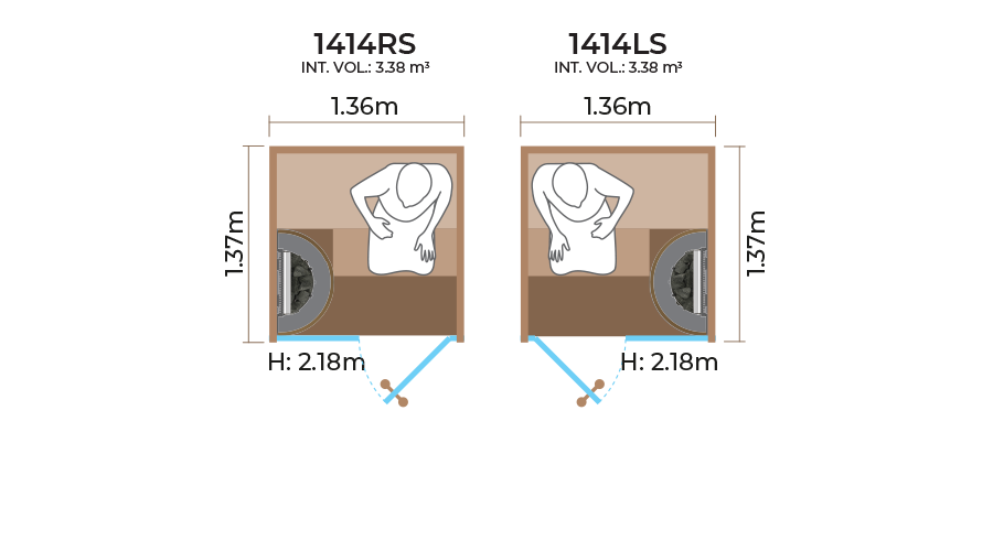Glass-Front Sauna Room Horizontal Panel-1414RS-LS