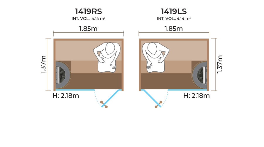 Glass-Front Sauna Room Horizontal Panel-1419RS-LS