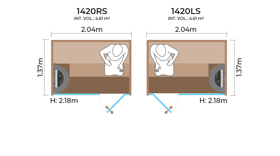 Glass-Front Sauna Room Horizontal Panel-1420RS-LS