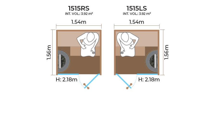 Glass-Front Sauna Room Horizontal Panel-1515RS-LS