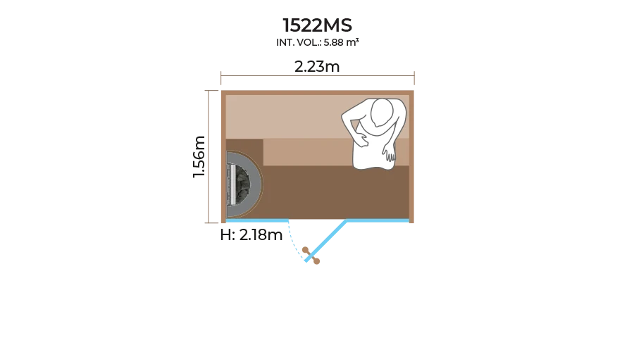 Glass-Front Sauna Room Horizontal Panel-1522MS