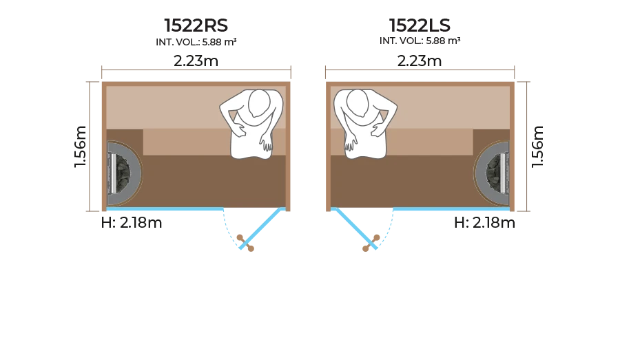 Glass-Front Sauna Room Horizontal Panel-1522RS-LS