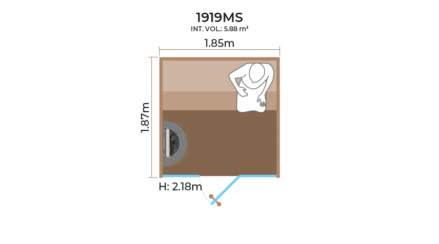 Glass-Front Sauna Room Horizontal Panel-1919MS