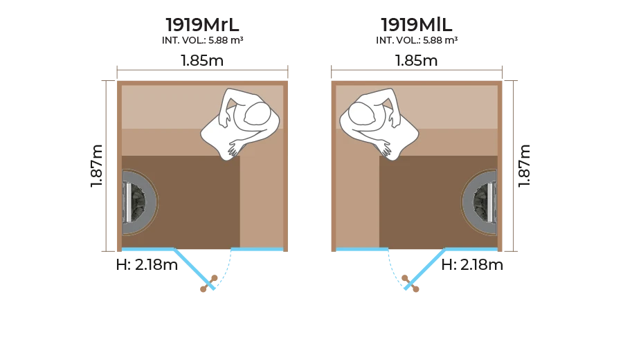 Glass-Front Sauna Room Horizontal Panel-1919MrL-MlL
