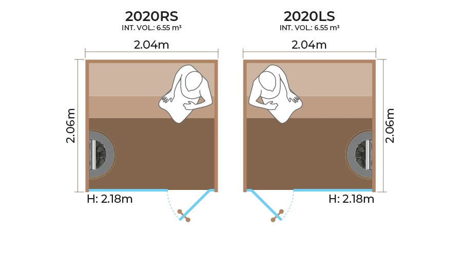 Glass-Front Sauna Room Horizontal Panel-2020RS-LS