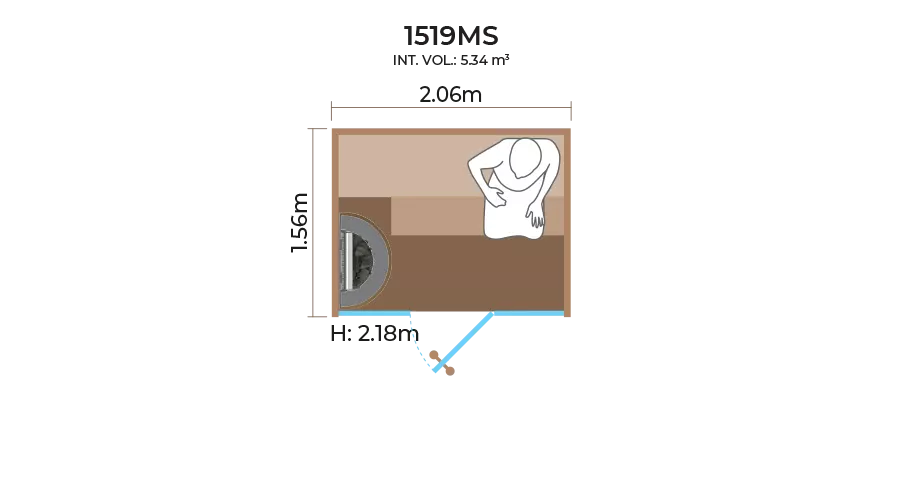 Glass-Front Sauna Room Horizontal Panel-1519MS